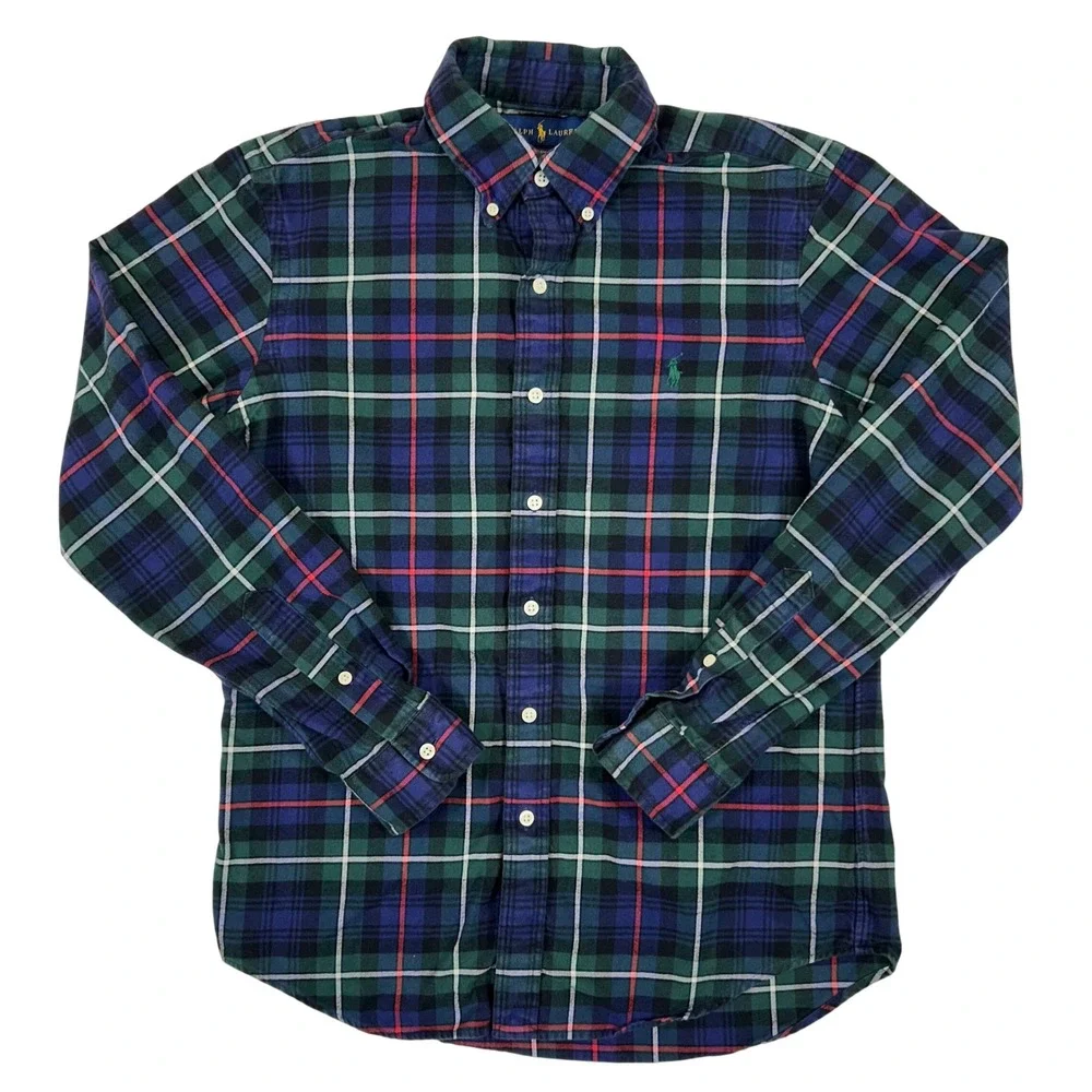 Polo Ralph Lauren Mens Classic Fit Performance Plaid Button Down Shirt Green S
